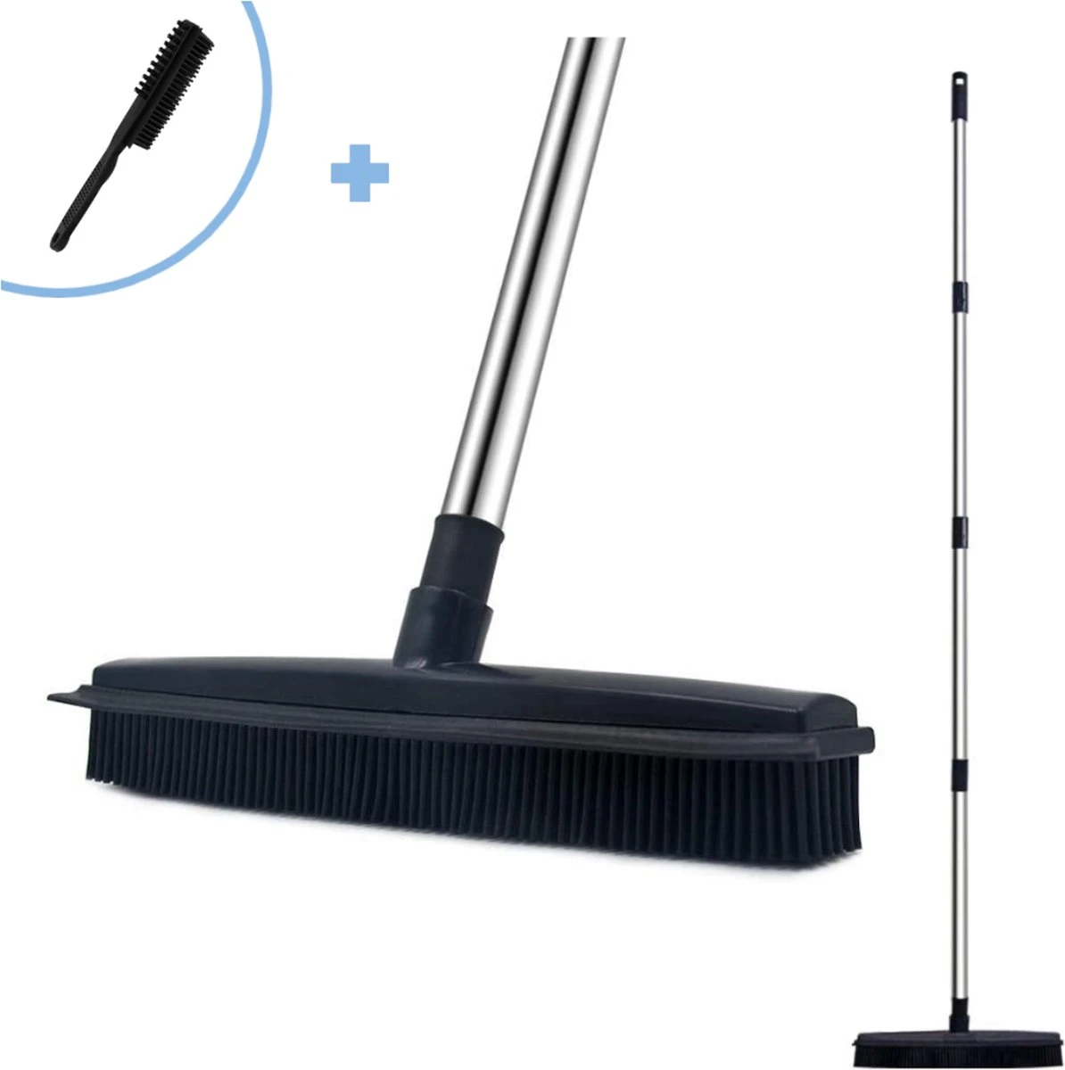 2 In 1 Rubberen Bezem – Bezem Binnen & Buiten – Vloerwisser Met Steel - Met Huisdierhaar Verwijderaar - Vloertrekker – Veger - Extra Lang 160cm 3 2 In 1 Rubberen Bezem – Bezem Binnen & Buiten – Vloerwisser Met Steel - Met Huisdierhaar Verwijderaar - Vloertrekker – Veger - Extra Lang 160cm