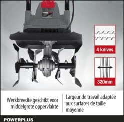 Powerplus POWEG7010 Tuinfrees - 1050W - Werkbreedte 320mm - Werkdiepte Max. 220mm - Incl. 4 Messen 12 Powerplus POWEG7010 Tuinfrees - 1050W - Werkbreedte 320mm - Werkdiepte Max. 220mm - Incl. 4 Messen -Gardena Winkel 1200x1179 14